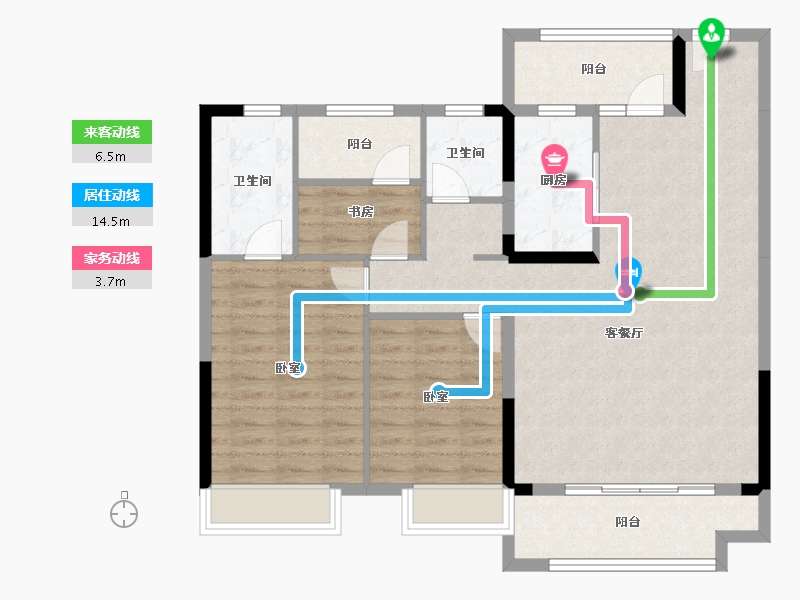 湖南省-长沙市-澳海文澜府-100.05-户型库-动静线