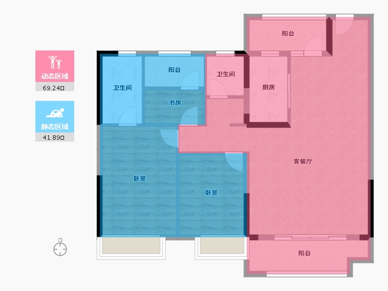 湖南省-长沙市-澳海文澜府-100.05-户型库-动静分区