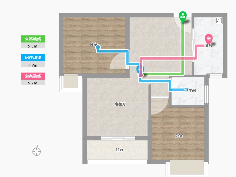 湖北省-武汉市-九坤新城壹号御府-64.14-户型库-动静线