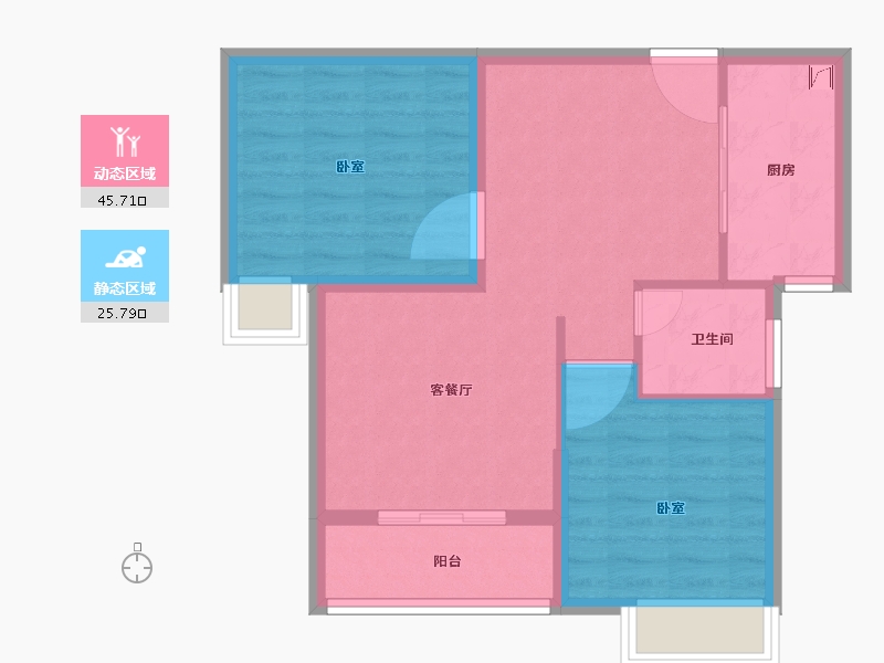 湖北省-武汉市-九坤新城壹号御府-64.14-户型库-动静分区