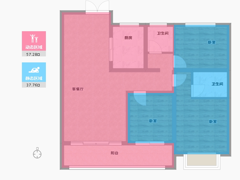 山东省-泰安市-鲁投天赋青云-84.72-户型库-动静分区