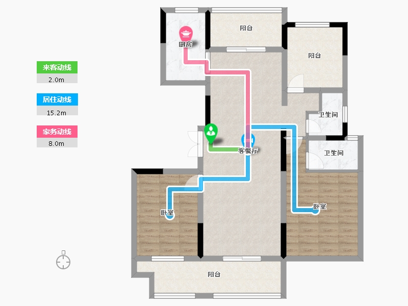 湖南省-长沙市-宇业东方红郡-103.60-户型库-动静线