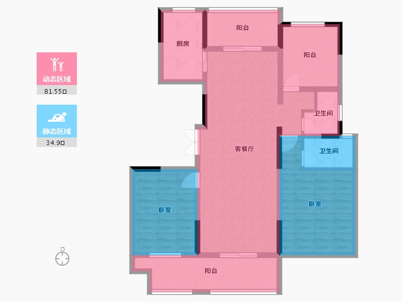 湖南省-长沙市-宇业东方红郡-103.60-户型库-动静分区