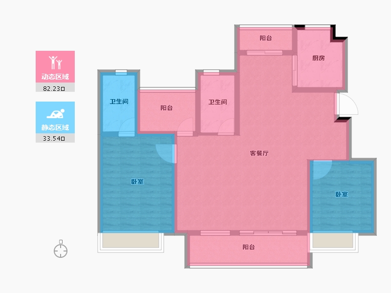 湖南省-长沙市-湾田·望江府-103.86-户型库-动静分区