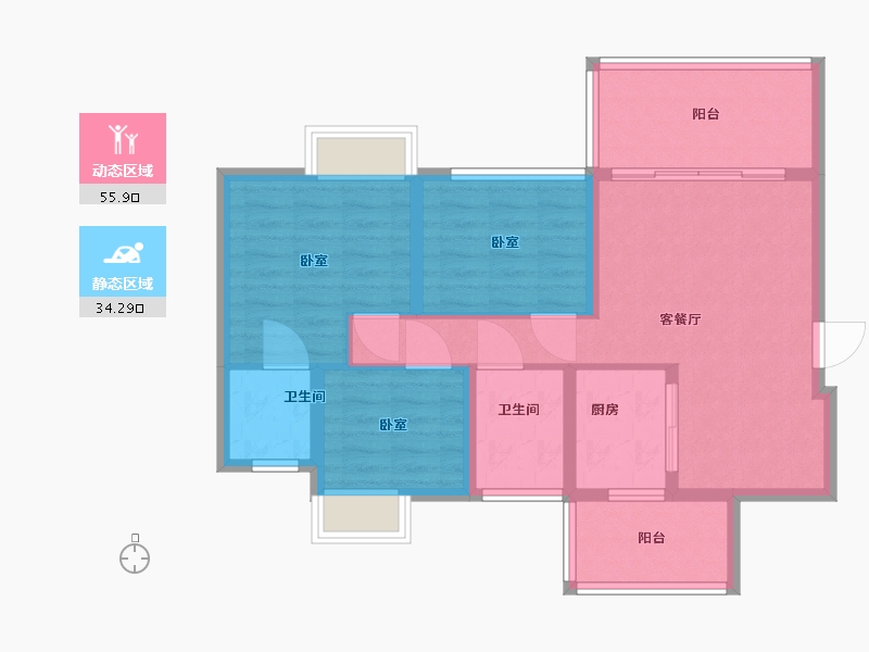 四川省-成都市-蜀郡清上居-80.01-户型库-动静分区