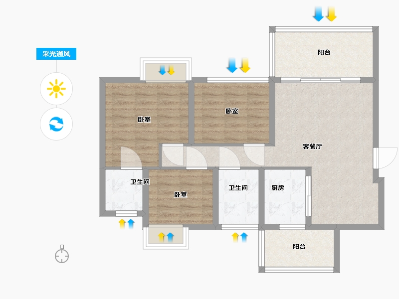 四川省-成都市-蜀郡清上居-80.01-户型库-采光通风