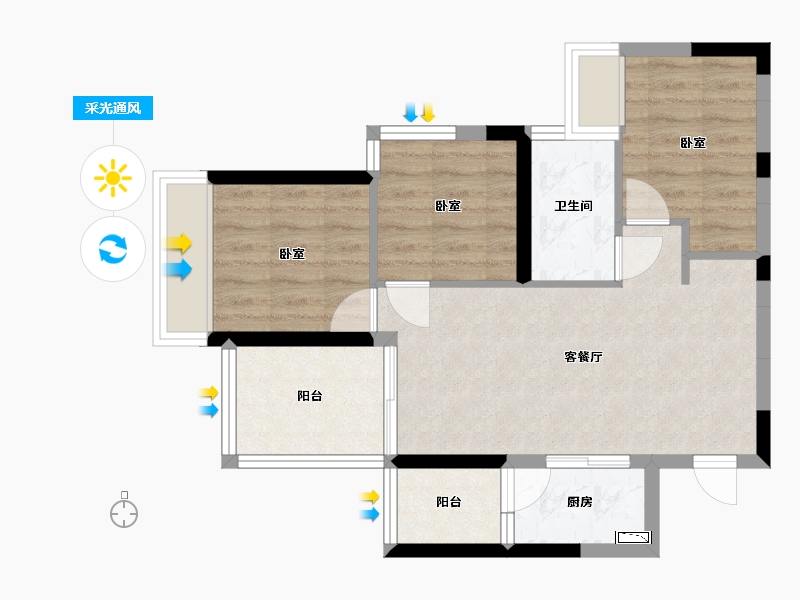 广东省-深圳市-星都梅沙天邸-59.39-户型库-采光通风