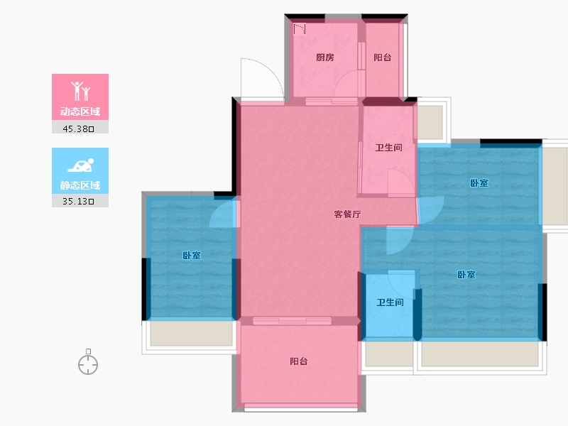 广东省-深圳市-星都梅沙天邸-71.76-户型库-动静分区