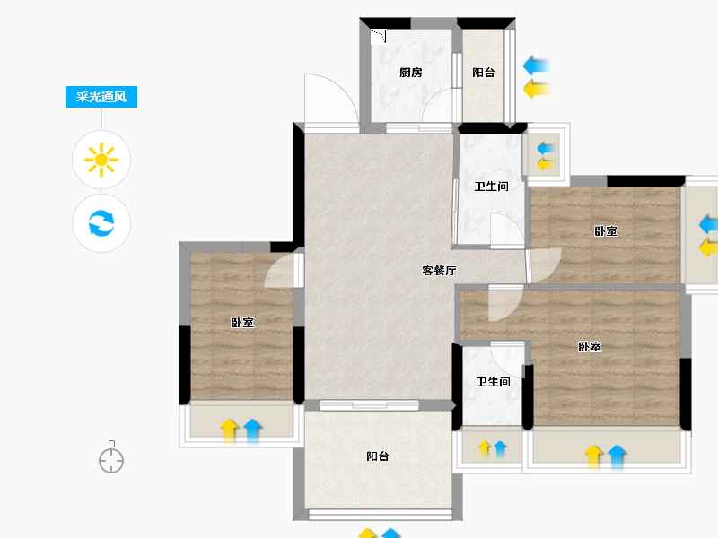 广东省-深圳市-星都梅沙天邸-71.76-户型库-采光通风