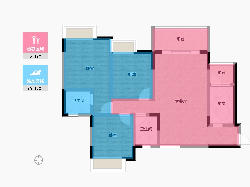 湖南省-常德市-第一书香二期-79.32-户型库-动静分区