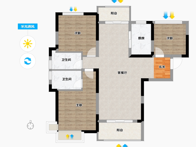 湖南省-长沙市-中国铁建山语城-93.00-户型库-采光通风