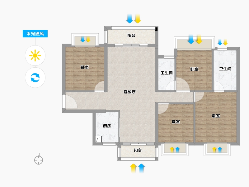 广东省-阳江市-联城·新世纪-98.62-户型库-采光通风