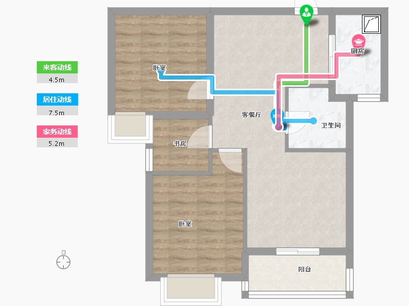 湖北省-武汉市-九坤新城壹号御府-65.53-户型库-动静线