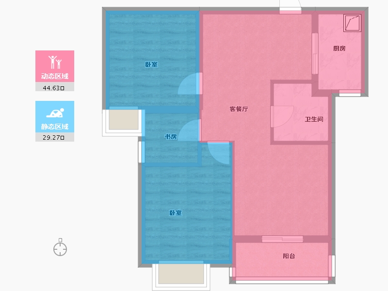 湖北省-武汉市-九坤新城壹号御府-65.53-户型库-动静分区