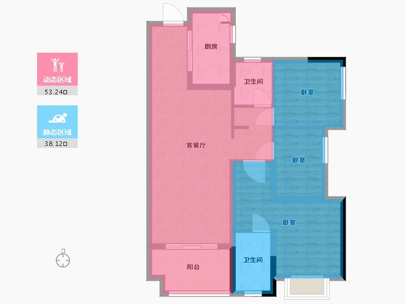 湖南省-长沙市-长沙院子 揽山院-80.99-户型库-动静分区