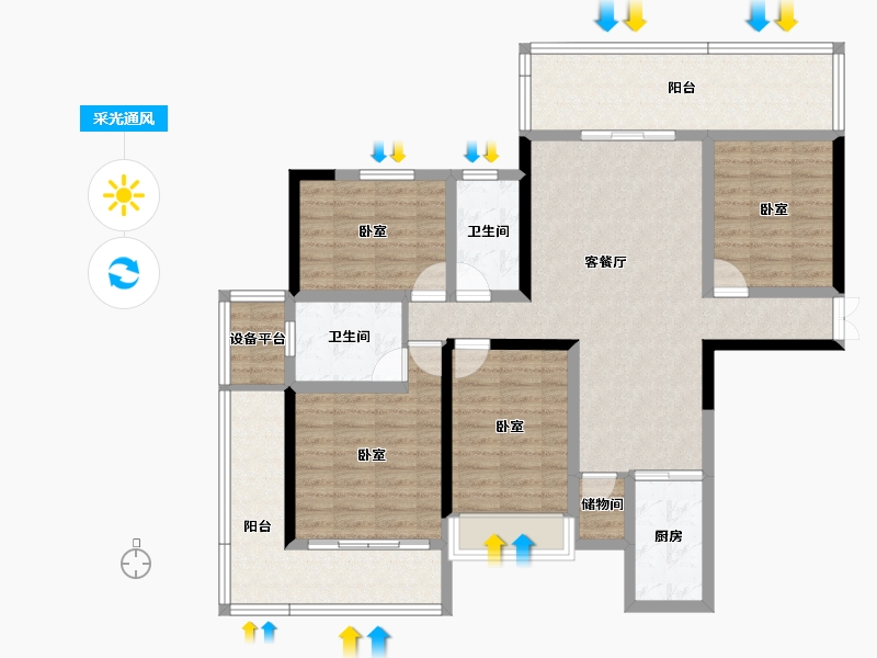 湖南省-衡阳市-凯珑江景-114.30-户型库-采光通风