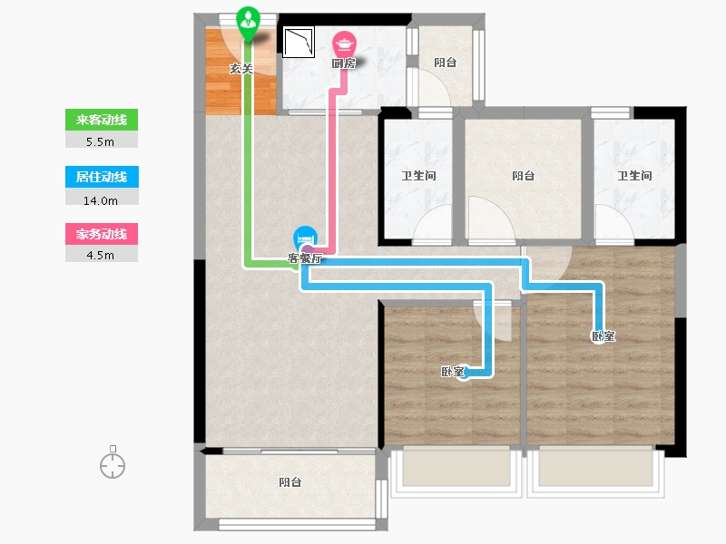 广东省-广州市-碧桂园凤凰湾-75.24-户型库-动静线