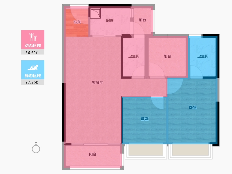 广东省-广州市-碧桂园凤凰湾-75.24-户型库-动静分区