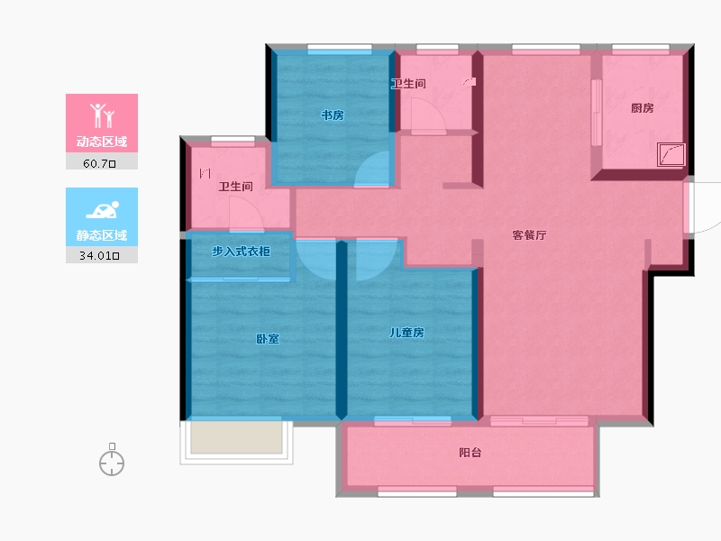 湖北省-武汉市-海尔产城创国际广场住宅-83.81-户型库-动静分区