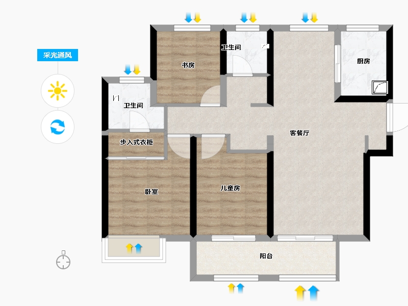 湖北省-武汉市-海尔产城创国际广场住宅-83.81-户型库-采光通风