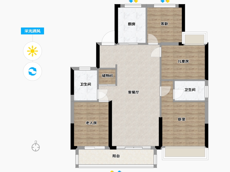 湖北省-武汉市-绿地光谷中心城高层-97.59-户型库-采光通风