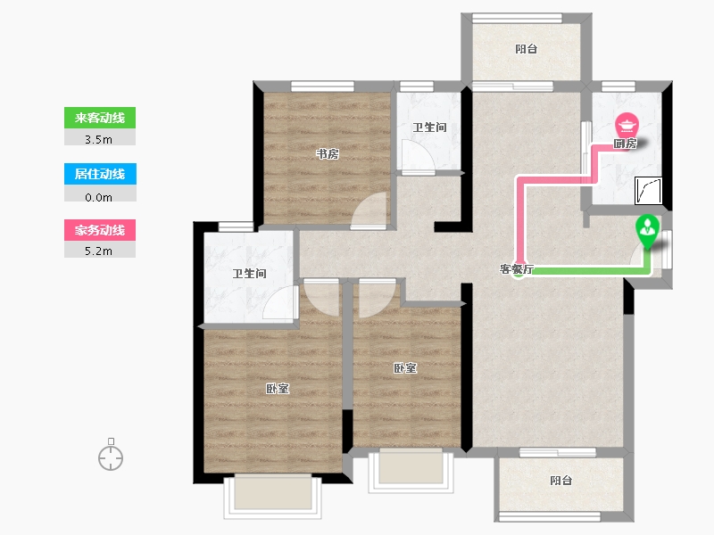 湖北省-武汉市-海尔产城创国际广场住宅-86.53-户型库-动静线