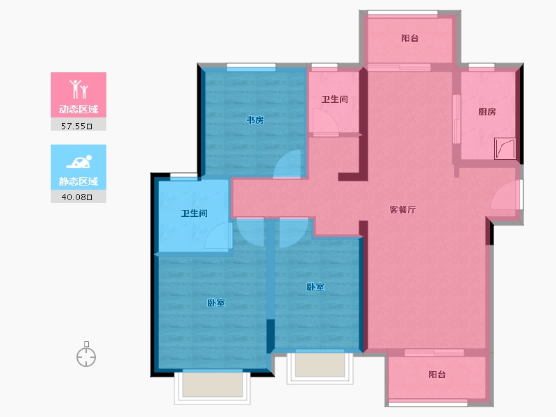 湖北省-武汉市-海尔产城创国际广场住宅-86.53-户型库-动静分区