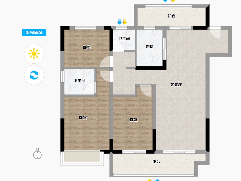 湖南省-长沙市-澳海文澜府-95.59-户型库-采光通风