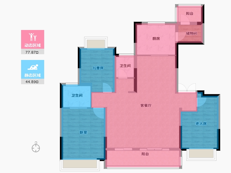 湖北省-武汉市-绿地光谷中心城高层-110.45-户型库-动静分区