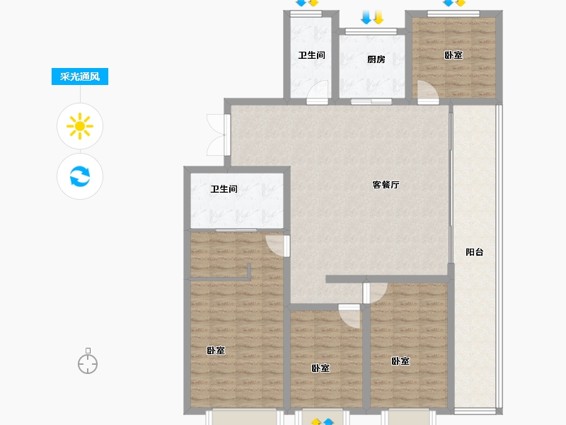 山东省-泰安市-鲁投天赋青云-132.31-户型库-采光通风