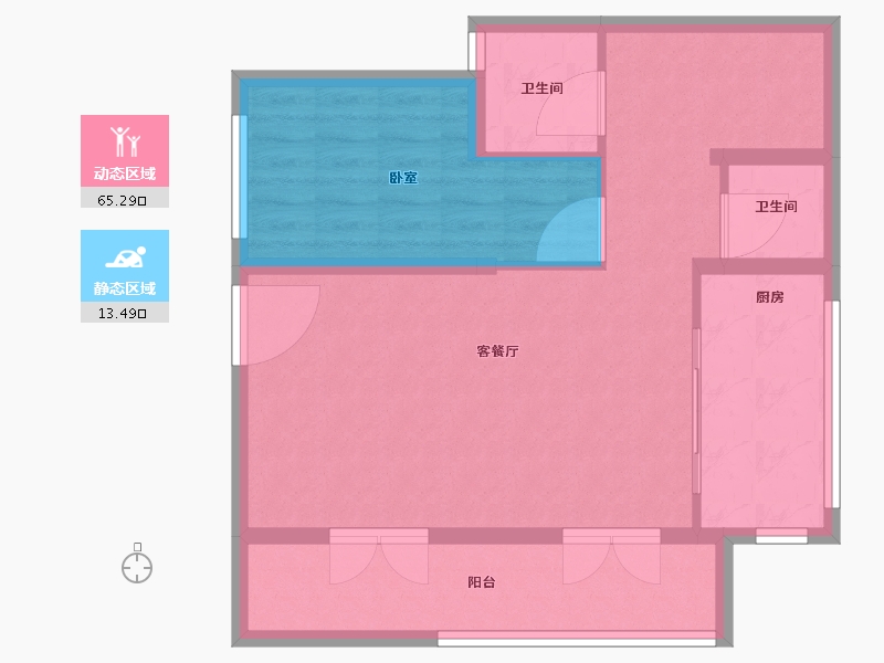 湖北省-武汉市-保利和光晨樾-70.87-户型库-动静分区