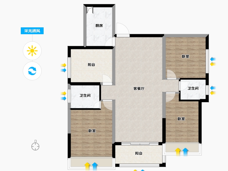 湖南省-娄底市-翰林首府-105.85-户型库-采光通风