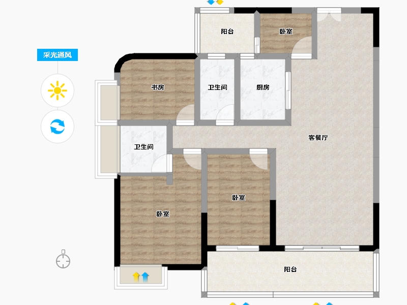 广东省-惠州市-华晟豪庭三期-114.50-户型库-采光通风