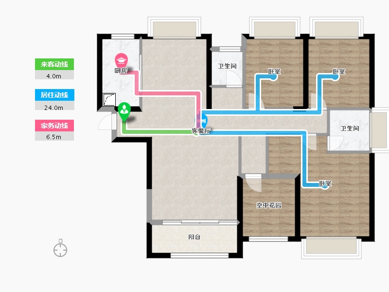 湖南省-常德市-富新·瞰江南-107.22-户型库-动静线