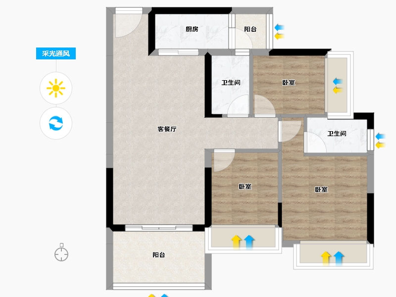 广东省-惠州市-海伦堡海伦时光-71.59-户型库-采光通风