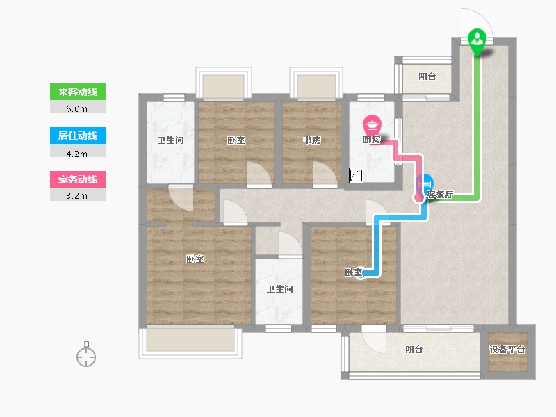 湖南省-长沙市-美的麓府-88.16-户型库-动静线