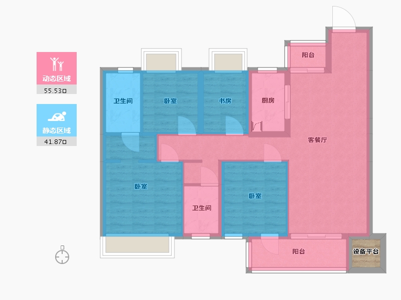 湖南省-长沙市-美的麓府-88.16-户型库-动静分区