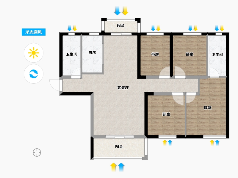 湖南省-长沙市-金富湘江悦城-109.26-户型库-采光通风