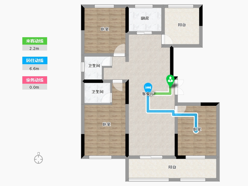 湖南省-长沙市-宇业东方红郡-107.22-户型库-动静线