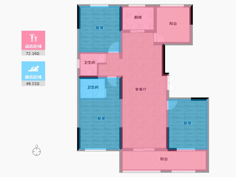 湖南省-长沙市-宇业东方红郡-107.22-户型库-动静分区