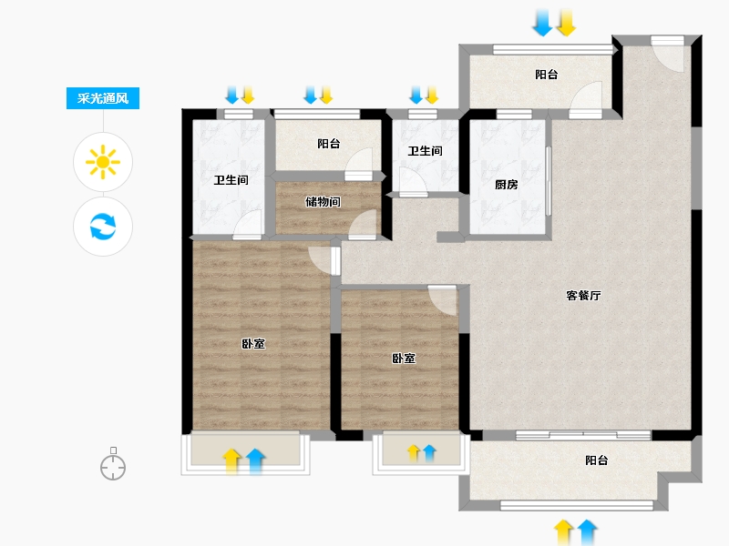 湖南省-长沙市-澳海文澜府-98.38-户型库-采光通风