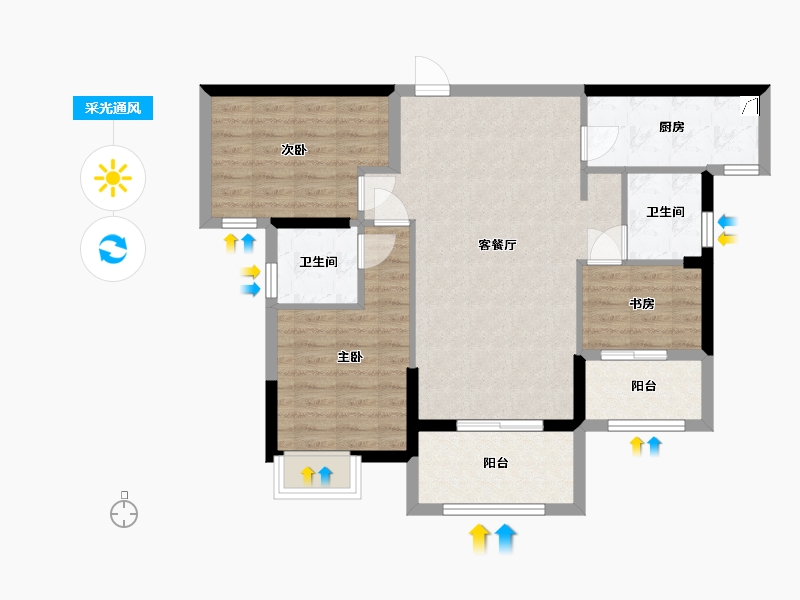 福建省-泉州市-禹洲嘉誉风华-81.85-户型库-采光通风