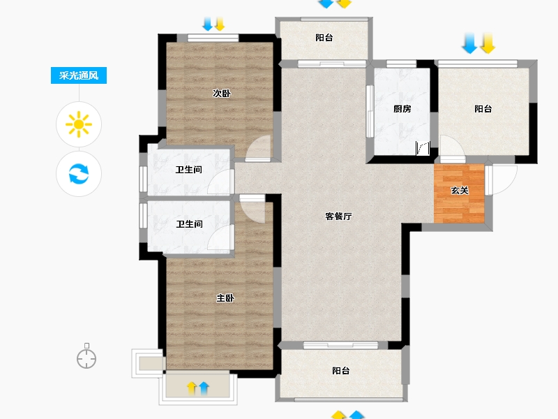 湖南省-长沙市-中国铁建山语城-92.83-户型库-采光通风