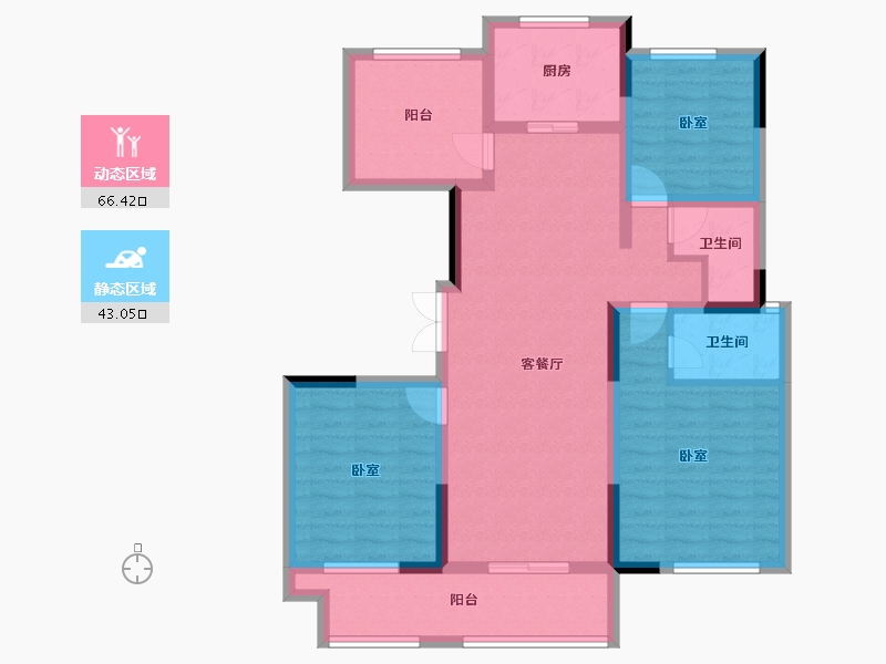 湖南省-长沙市-宇业东方红郡-96.75-户型库-动静分区