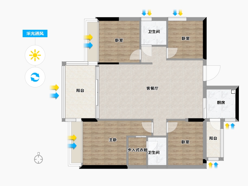 广东省-深圳市-星都梅沙天邸-102.00-户型库-采光通风