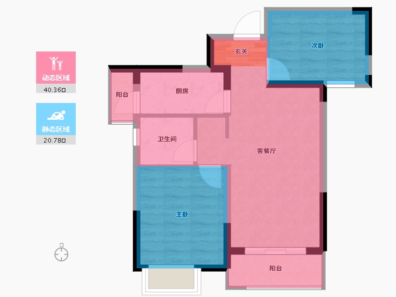 湖南省-长沙市-中国铁建山语城-54.37-户型库-动静分区