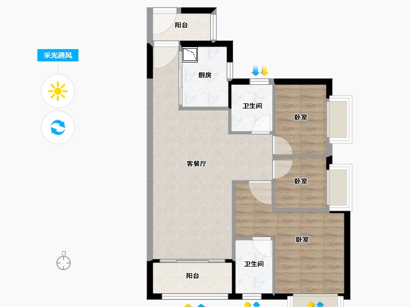 广东省-广州市-三水时代倾城-72.93-户型库-采光通风