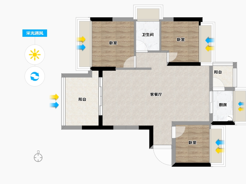 广东省-深圳市-星都梅沙天邸-69.21-户型库-采光通风