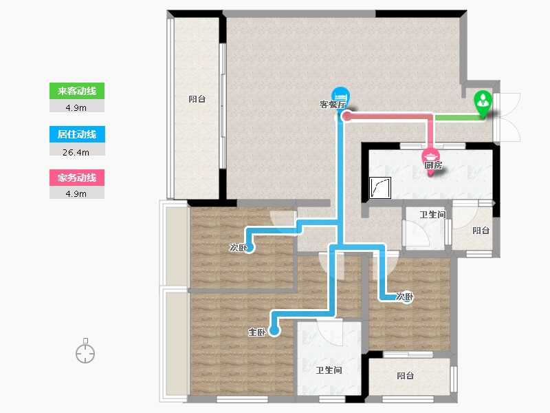 重庆-重庆市-万科御澜道-126.00-户型库-动静线