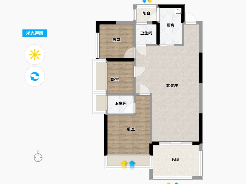 广东省-深圳市-星都梅沙天邸-70.26-户型库-采光通风